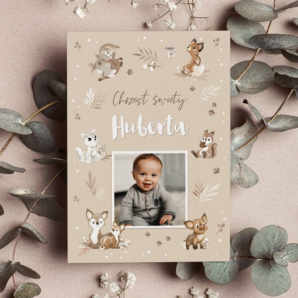 Zaproszenie na chrzciny Woodland od MINI Misiu